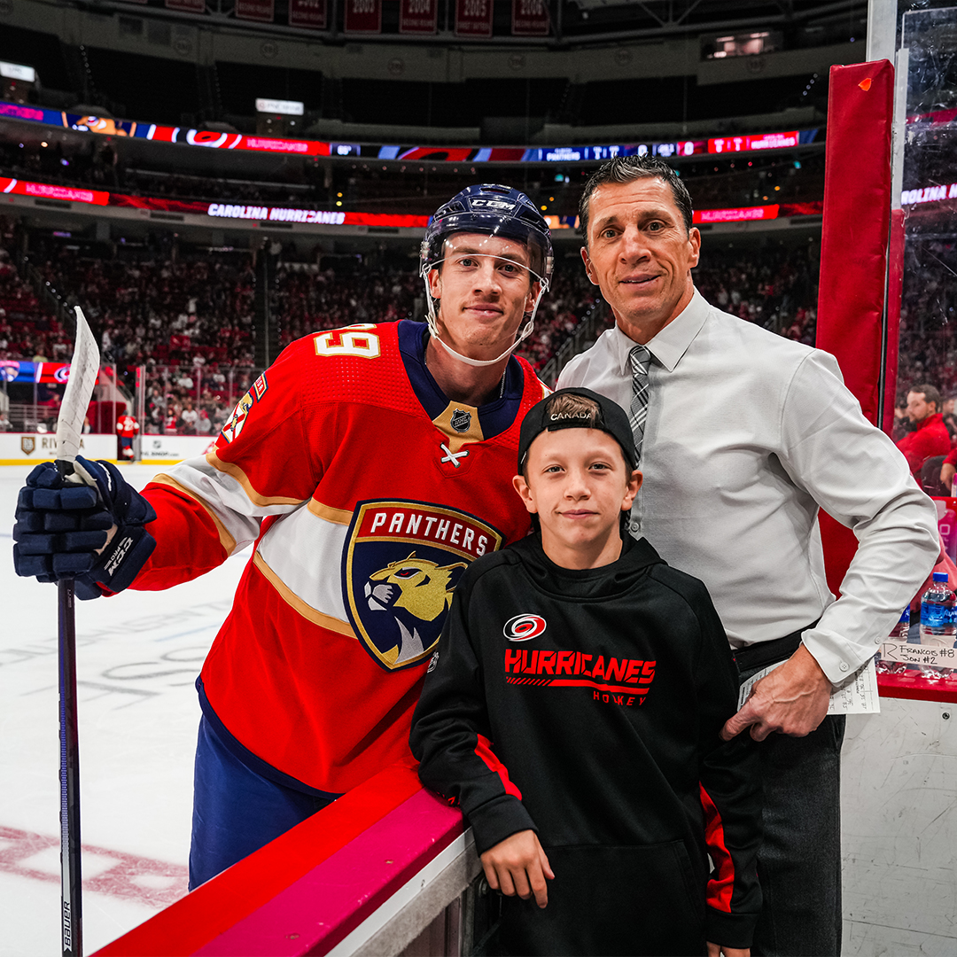 Best place to watch your son's NHL preseason debut? Behind the bench ❤️