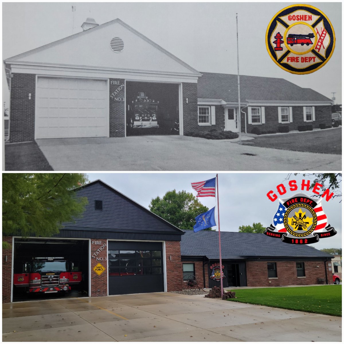 GoshenFF's tweet photo. Station 3 on College Ave in 1972 &amp; 2023 #51yearsapart #local1443 https://t.co/Wd3bIJ7EA6