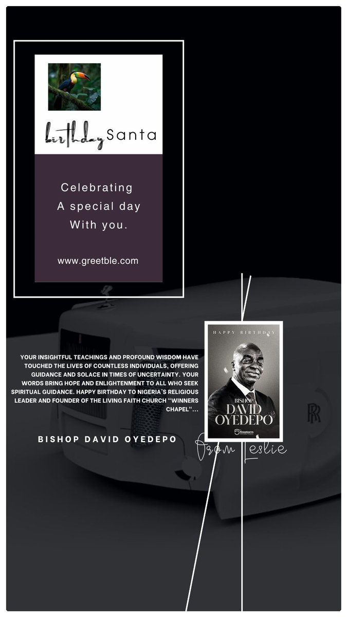 GreetbleLtd's tweet photo. HAPPY BIRTHDAY ππ₯³πππ ππΎ BISHOP DAVID OYEDEPO
FROM
https://t.co/NA2LQyz2yg
https://t.co/zNrgcDD8zLβ¦
#DavidOyedepo
#Winnerschapel
#Greetble https://t.co/odmzNMdLFx
