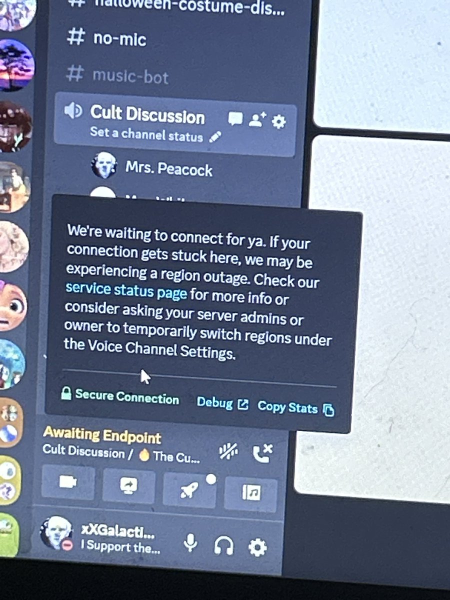 myamations's tweet photo. Is anyone else experiencing a glitch in @discord call systems?
I can join a call but no audio input is going through, so I tried on pc n found this
Wondering if other people are experiencing it cause for me n my friends it’s for all servers and calls in DMs as well https://t.co/XzPArgzuHo
