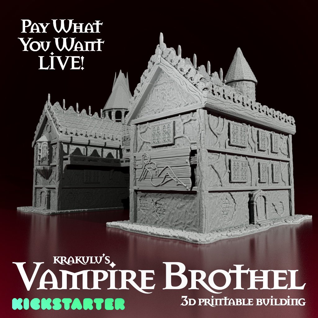 Pledge just £1 for the Vampire Brothel STL! 6 days left on Kickstarter kickstarter.com/projects/kraku… #kickstarter #3dprinting