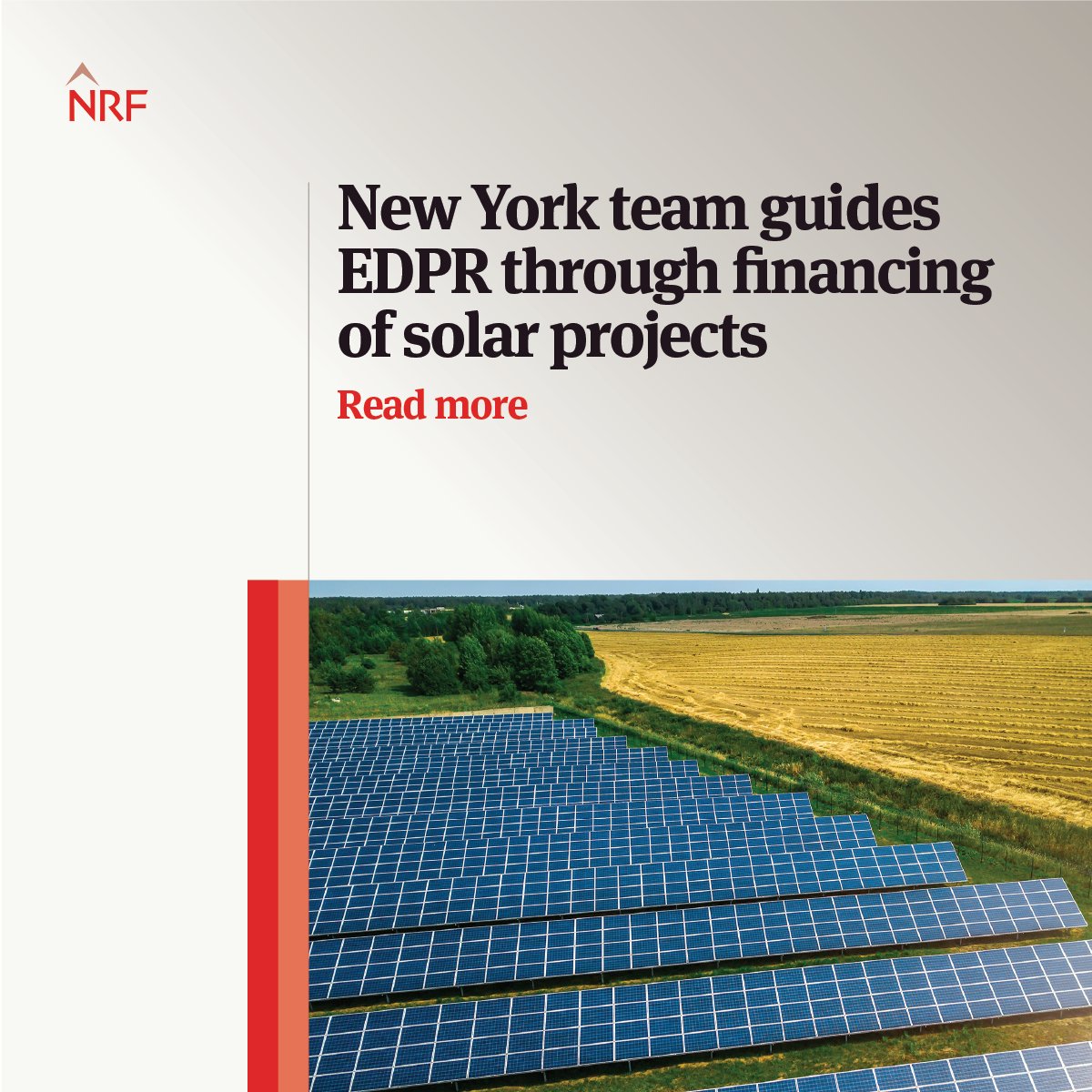 NLawGlobal's tweet photo. New York team led by David Burton and Paul L. Weber represented renewable energy developer EDPR NA Distributed Generation in a series of sale-leaseback transactions for distributed generation solar projects in the US. https://t.co/rWqNoiuKtw https://t.co/29moLDJLv8