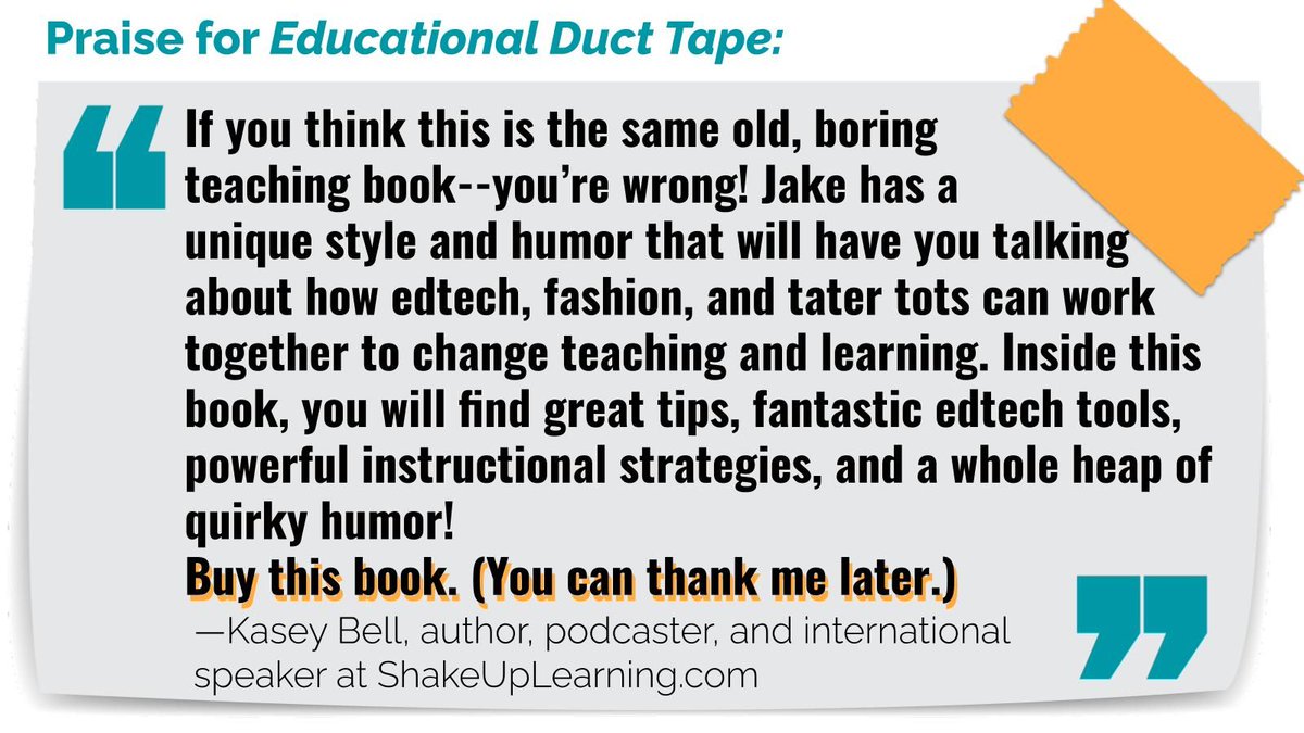 JakeMillerEdu's tweet photo. 👠  Fashion
🥔  Tater Tots
📱  #EdTech!?

Learn more in my book, #EduDuctTape: An #EdTech Integration Mindset!

https://t.co/TpL4u5zt8I

#TLAP #TOSAchat #GoogleCE #ETCoaches #GoogleET #HyperDocs #GAFESummit #GAFEChat #GAFE #GoogleEI #EdTechMath #EduCoach https://t.co/mOaLvTERQa