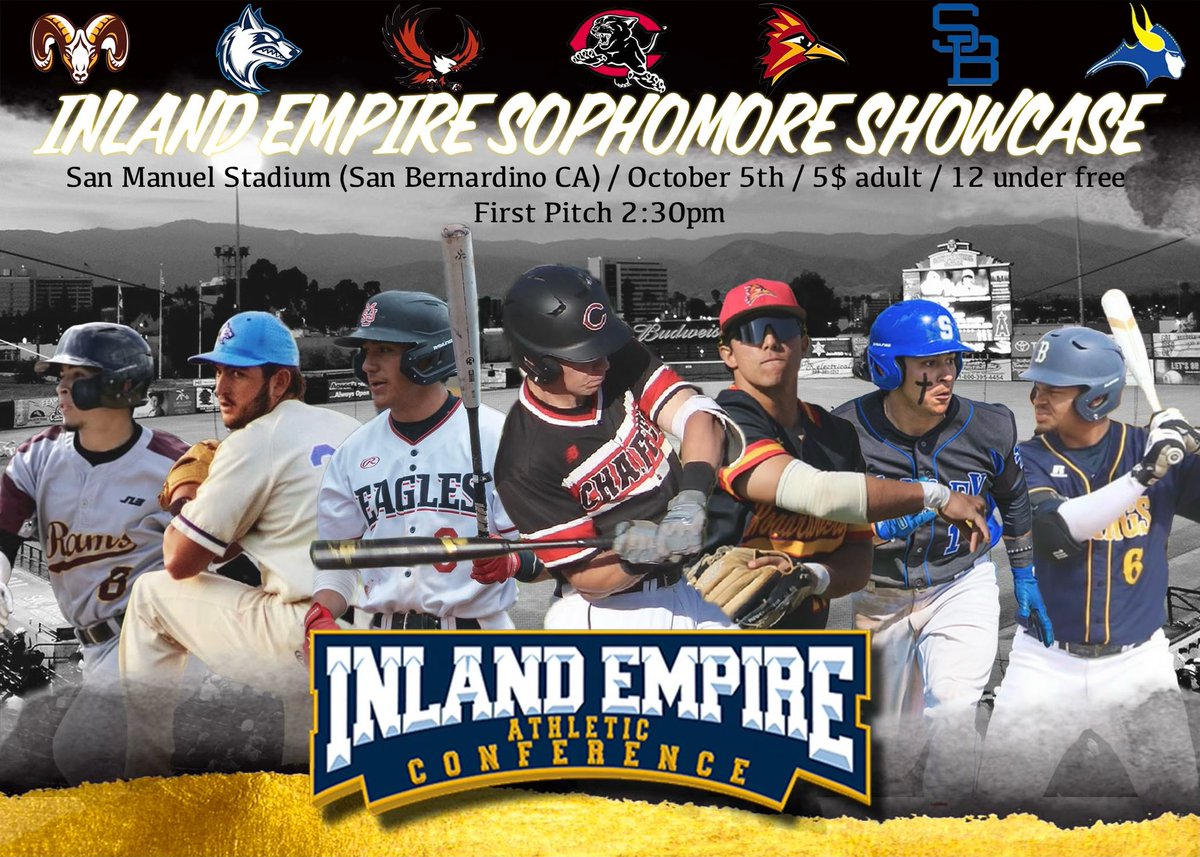MSJCBaseball's tweet photo. 🚨𝟭𝘀𝘁 𝗔𝗻𝗻𝘂𝗮𝗹 𝗜𝗘𝗔𝗖 𝗦𝗢 𝗦𝗵𝗼𝘄𝗰𝗮𝘀𝗲🚨

📆 | Thurs. 10/5
🏟️ | San Manuel Stadium (IE 66ers) 
⌚️ | 2:30 PM (BP Starting @ 1 PM) 

🗣️ 4 Year coaches, please come out and attend! Tons of talent here in the IEAC! Rosters available upon arrival! https://t.co/xgQDTCZqd6