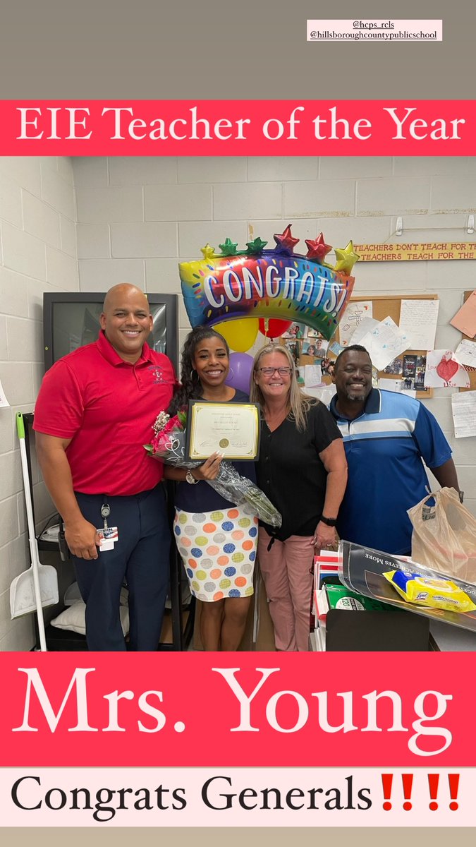 HCPS_Eisenhower's tweet photo. Congratulations to EIE Awards Winners for 2023-2024 School Year!! Teacher of the Year- Mrs. Young, Ida S. Baker Award- Mr. Rose, and Non Instructional Staff of the Year- Mrs. Garcia‼️‼️ Keep being amazing Generals‼️‼️@HillsboroughSch @HCPS_FACE @TransformHCPS  @VanAyresHCPS #EIE https://t.co/XSVorxAfkG