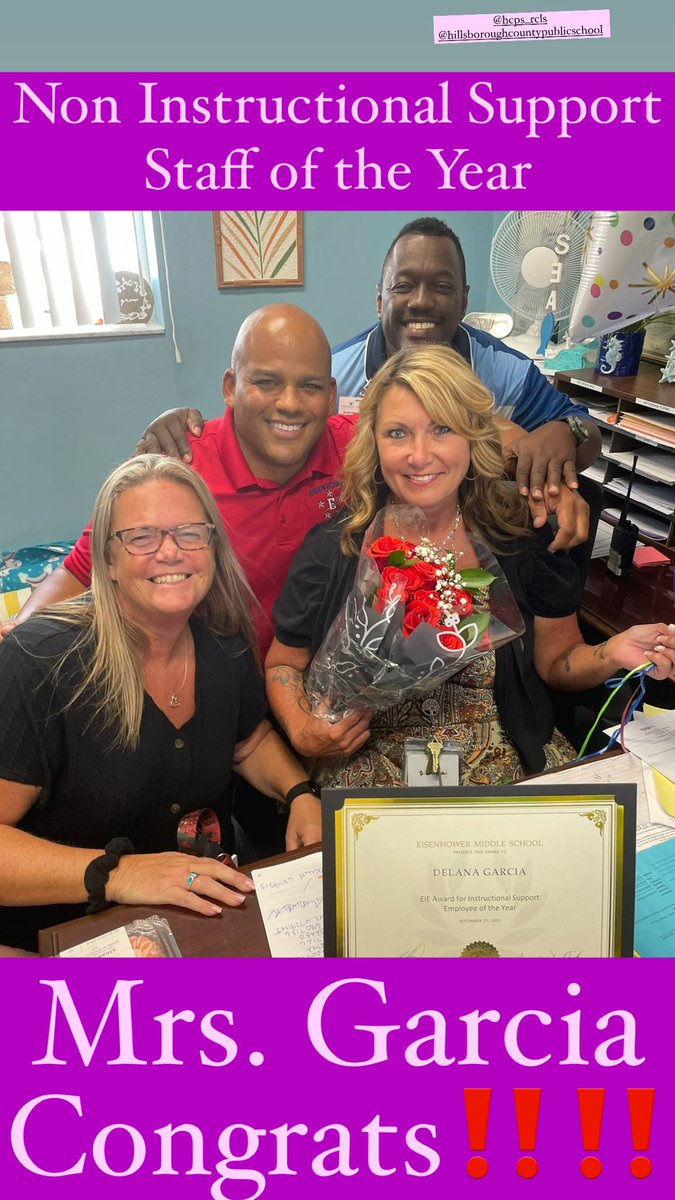 HCPS_Eisenhower's tweet photo. Congratulations to EIE Awards Winners for 2023-2024 School Year!! Teacher of the Year- Mrs. Young, Ida S. Baker Award- Mr. Rose, and Non Instructional Staff of the Year- Mrs. Garcia‼️‼️ Keep being amazing Generals‼️‼️@HillsboroughSch @HCPS_FACE @TransformHCPS  @VanAyresHCPS #EIE https://t.co/XSVorxAfkG