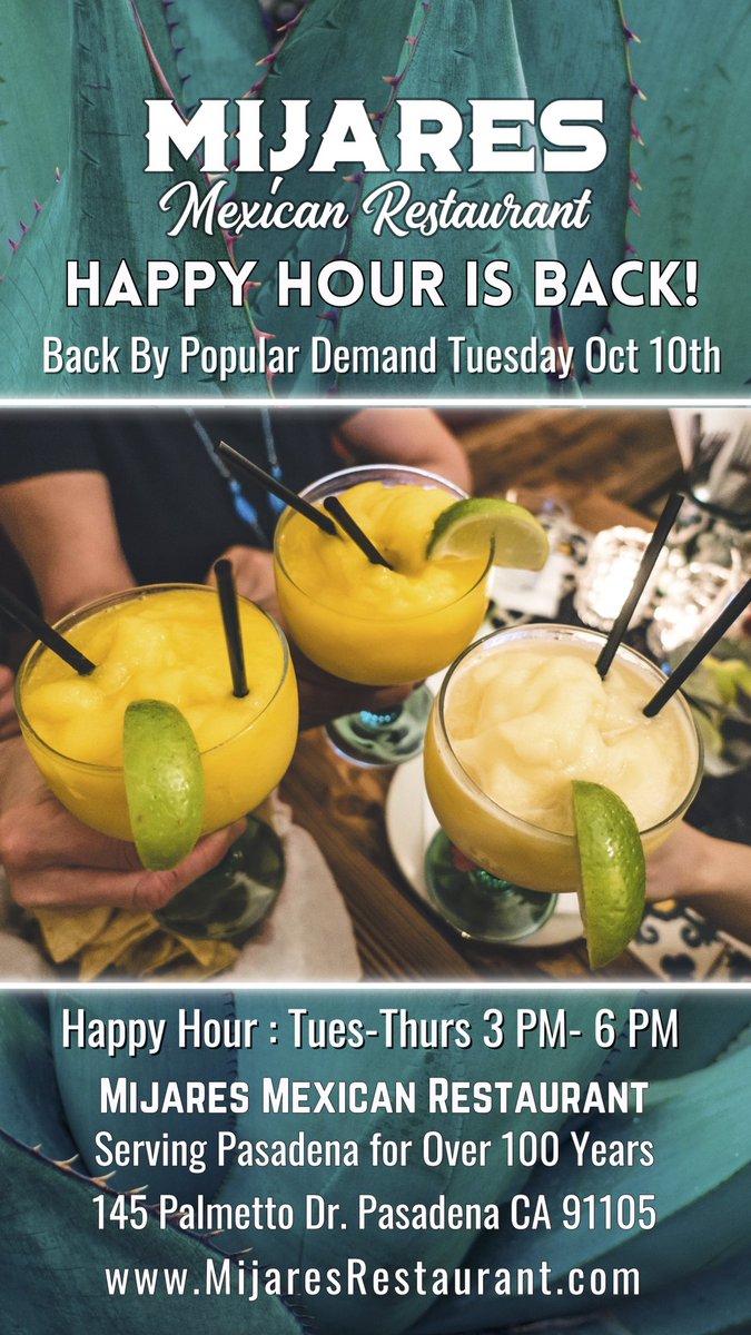 MijaresRest1920's tweet photo. #HappyHour is back by #PopularDemand https://t.co/2pPRHwRjVV
