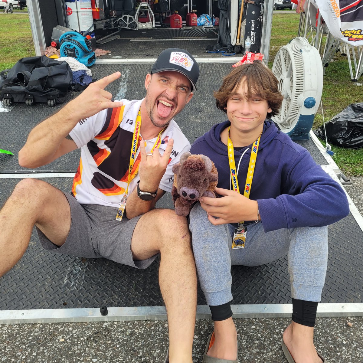 BisonTrack's tweet photo. It was a dramatic, rain-soaked conclusion to the MotoAmerica season but we still made the most of it! ☂️😁 Look for us this weekend as we're back in the Midwest for CMRA racing at our home track, Hallett Motor Racing Circuit! https://t.co/0FQORJ7YDV #whereintheworldisthor https://t.co/0LJntP3xjh