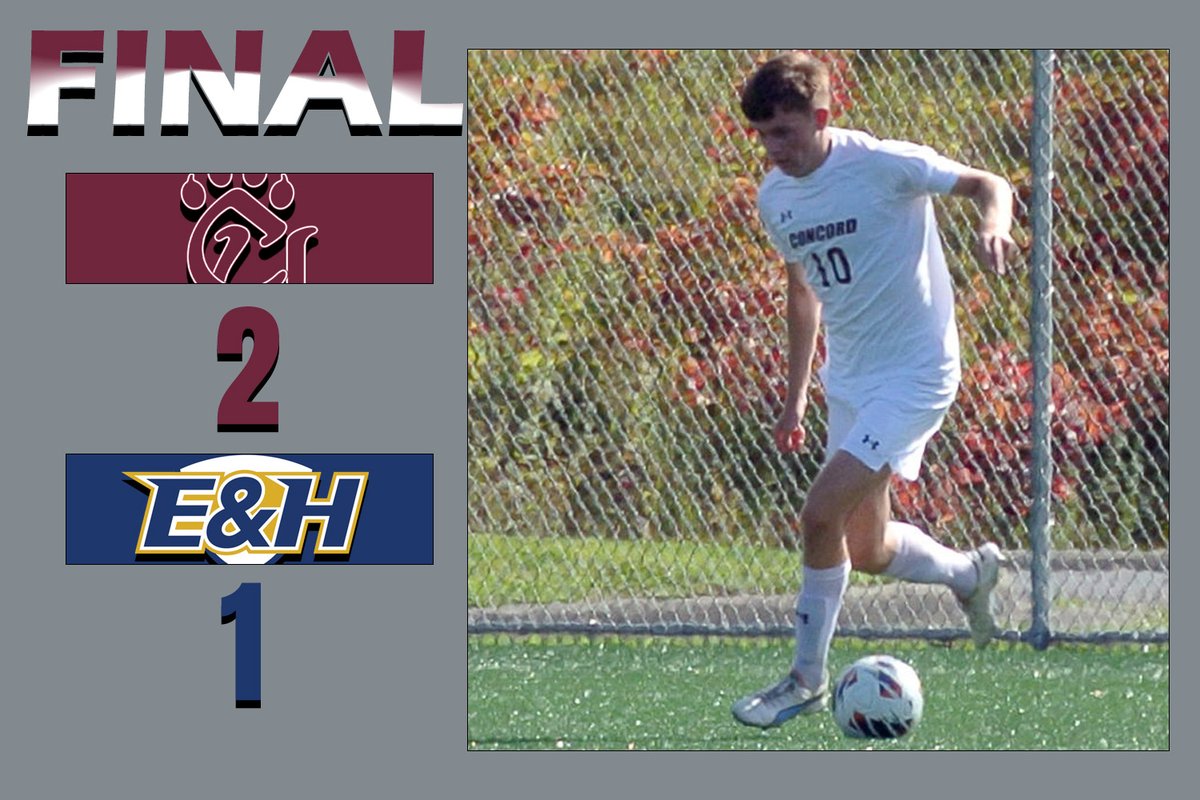 .<a href="/soccerCUmens/">Concord University Men's Soccer⚽️</a> Final

Concord 2
Emory &amp; Henry 1

Thomas Kelly's goal in the 54th minute helps propel the Mountain Lions to their second win of the season. Ignacio Alvarez (50') also scores while Andre Nicholson and Fabian Amhof pick up assists