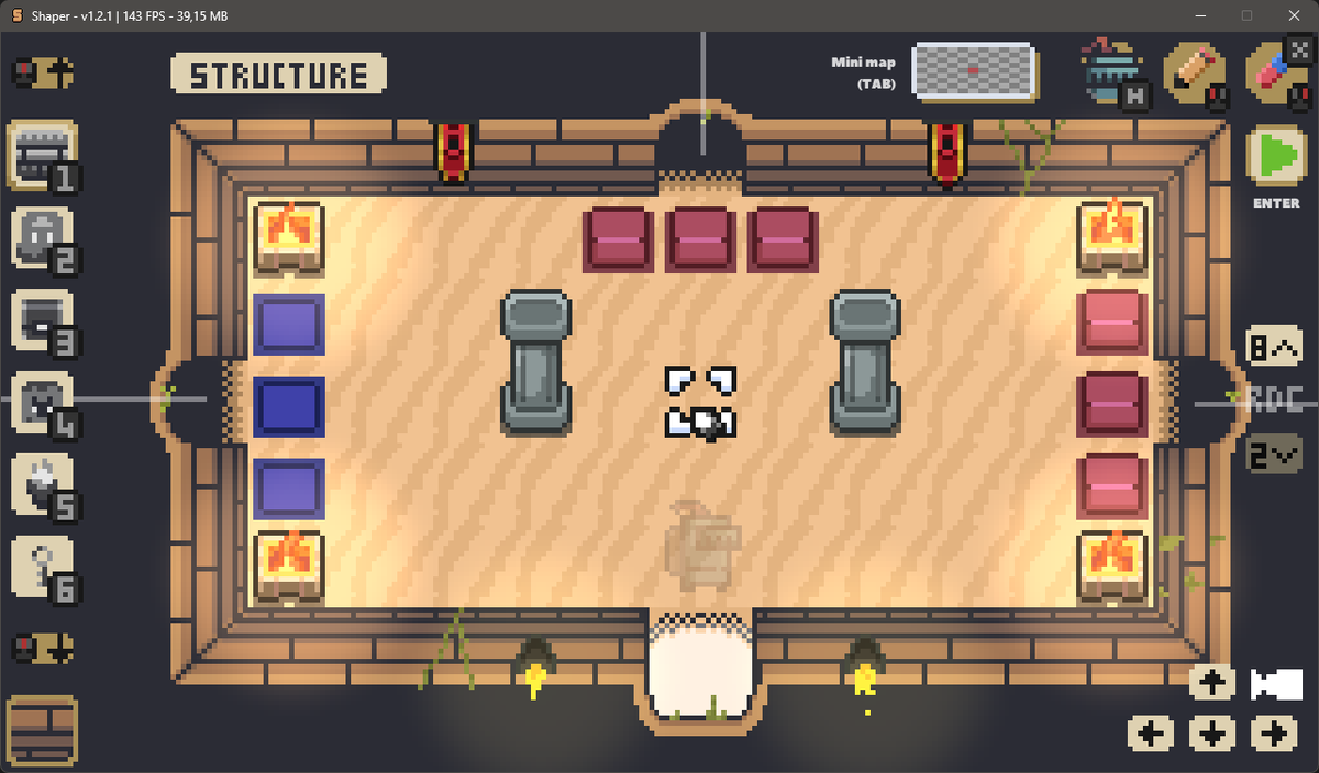 shaper_game's tweet photo. I work in an adventure mode.

2 playable dungeons upon release and at least 1 new dungeon for each new theme.

The aim of this mode should be several "worlds" with several dungeons in each of these worlds.

#shapergame #solodev https://t.co/T72q03bsbU