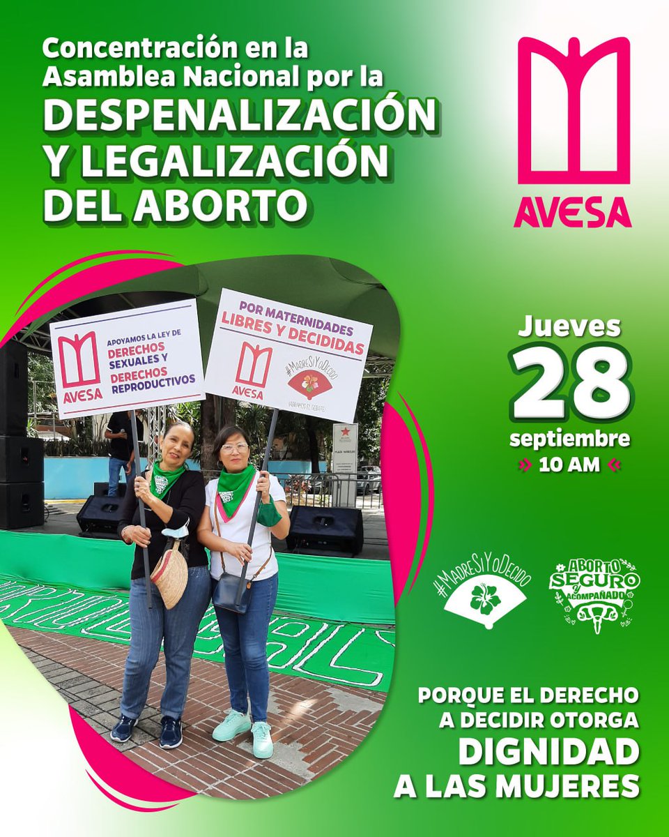 AVESA_ONG_VZLA's tweet photo. 28 de septiembre, Día Internacional del Aborto Seguro.  Es necesario garantizar el acceso al aborto seguro como parte: del  derecho a la igualdad, y a la salud física y mental.

#MADRESIYODECIDO https://t.co/MfuuMnJkcJ