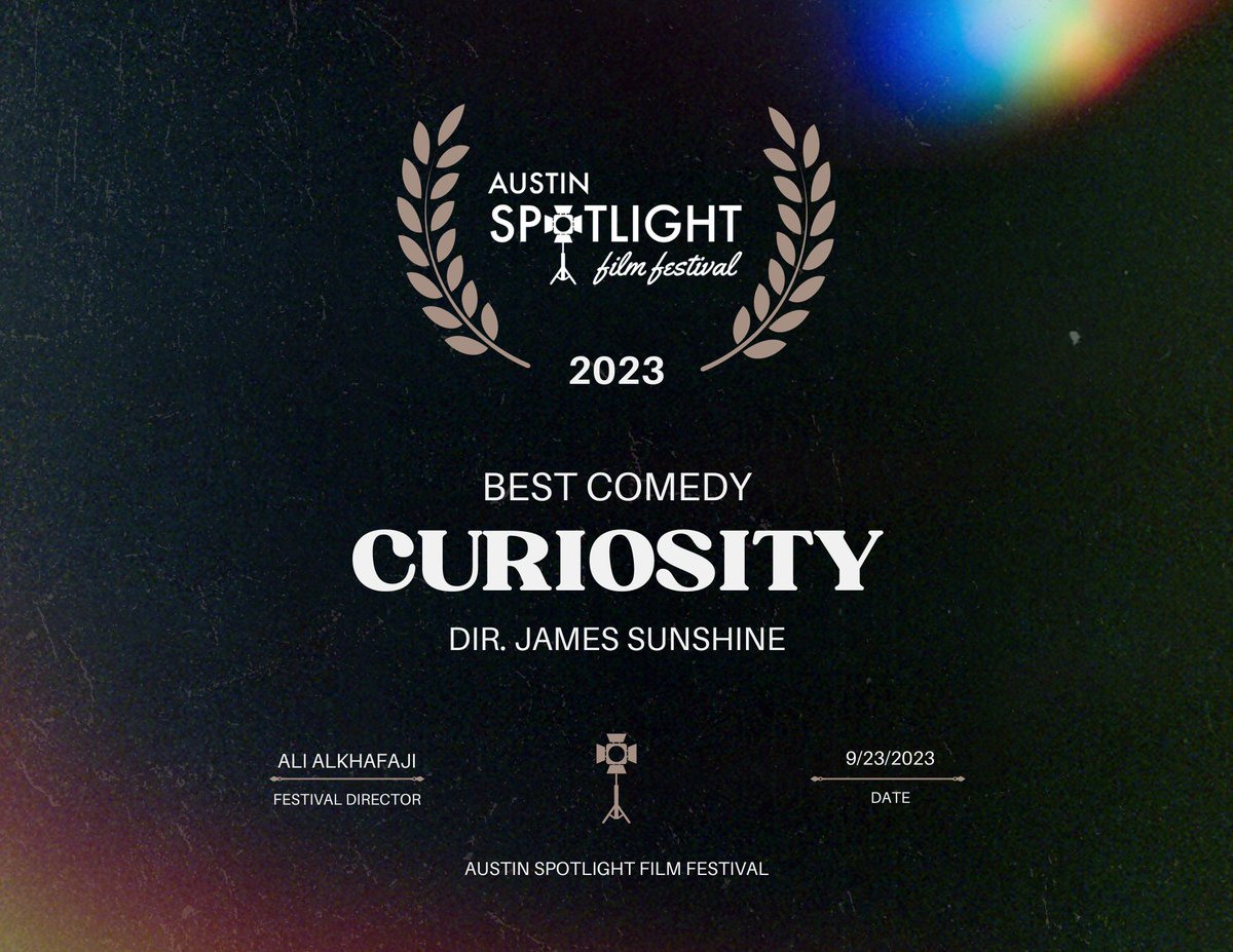 Thank you to the Austin Spotlight Film Festival for awarding "Curiosity" Best Comedy last weekend! ❤️📽️
<a href="/CuriosityFilm21/">Curiosity (the Film)</a>
