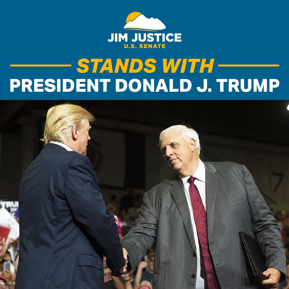 JimJusticeWV's tweet photo. I'm proud to support President @realDonaldTrump! After nearly three years of Bidenโs failures, President Trump is the Republican candidate who can win the White House and get our country on track. #GOPDebate #ReaganDebate https://t.co/GPoveWd6sF