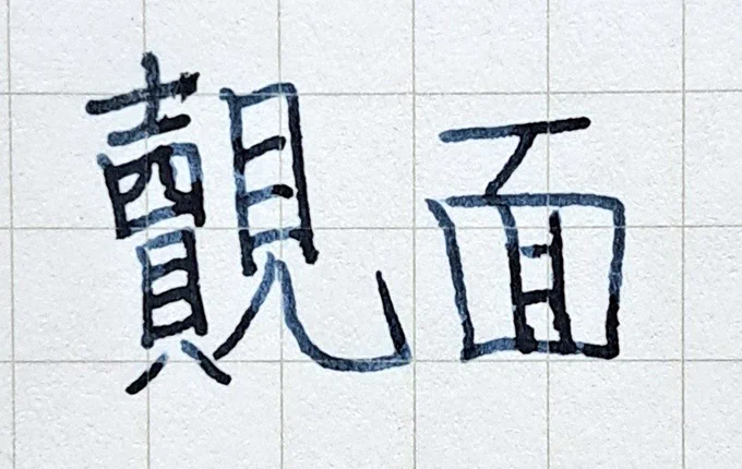【万年筆で書くものがないので無意味に画数の多い漢字を書いてみようシリーズ】テキメン。これまた、よく見かけるけど初めて書く漢字。なぜか「吉四六」と何度も書いてるような気分になった。吉も四も六も無いのに。 