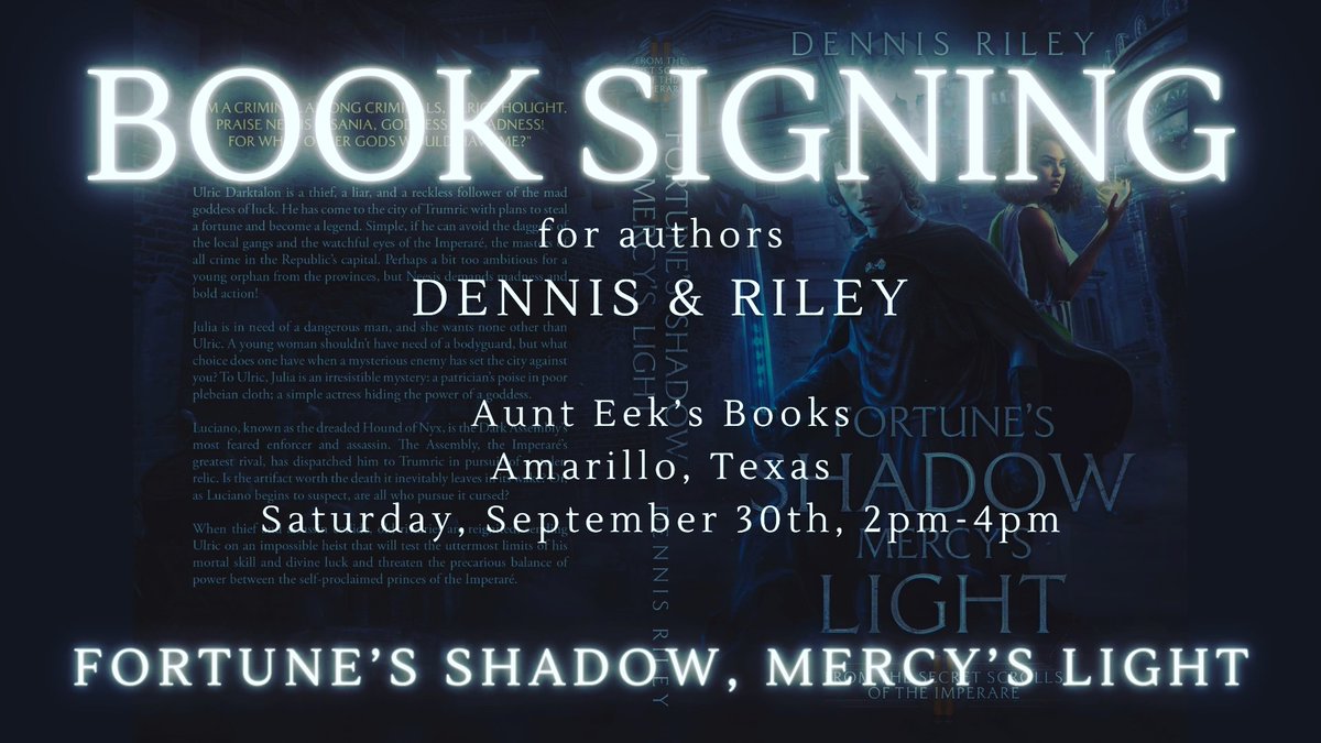 Meet &amp; Greet at <a href="/AuntEeksParlour/">Aunt Eek's Books & Curiosities</a> in Amarillo, Texas. 😁