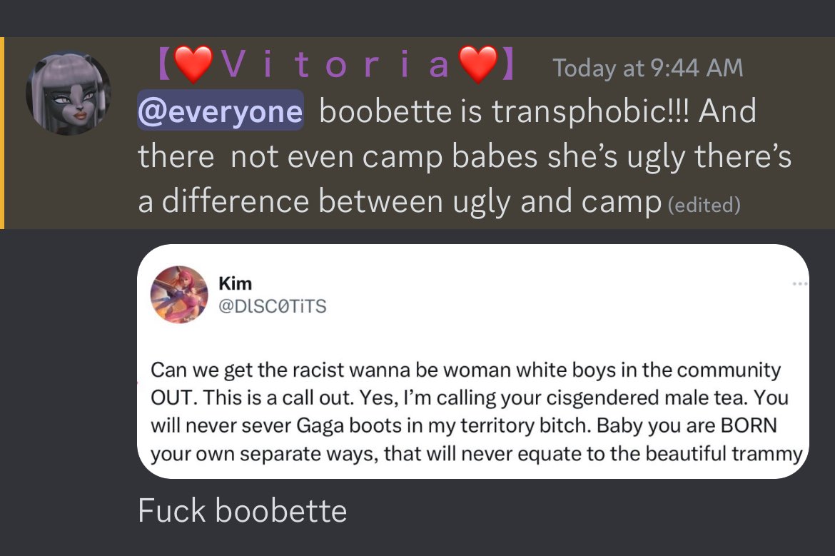 zupdoll's tweet photo. Now whyβd she clock my fat ass. Anyways ya fuck boobette. #HausOfBlocktard #WeDontLikeUnconventionallyAttractiveWomen #MiniSeason #HOH #Purr #SissyTea https://t.co/4rSakm7krA