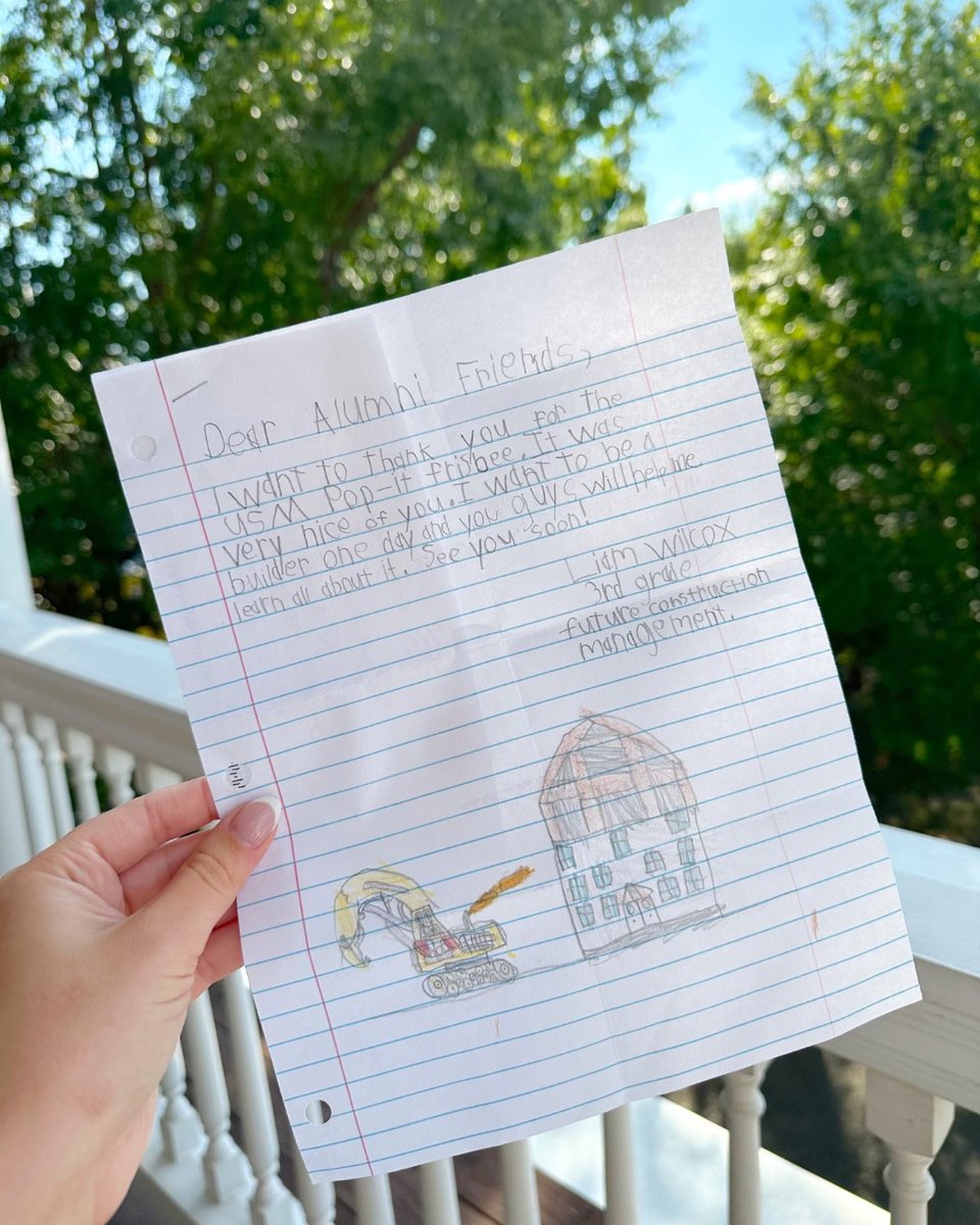 usmalumni's tweet photo. Notes like this make it all worth it 💛 You're going places, Liam! Enroll your child in our free Growing Up Gold program today by visiting https://t.co/j4pHohxq5Y! #GrowingUpGold https://t.co/kyC9mktkm3