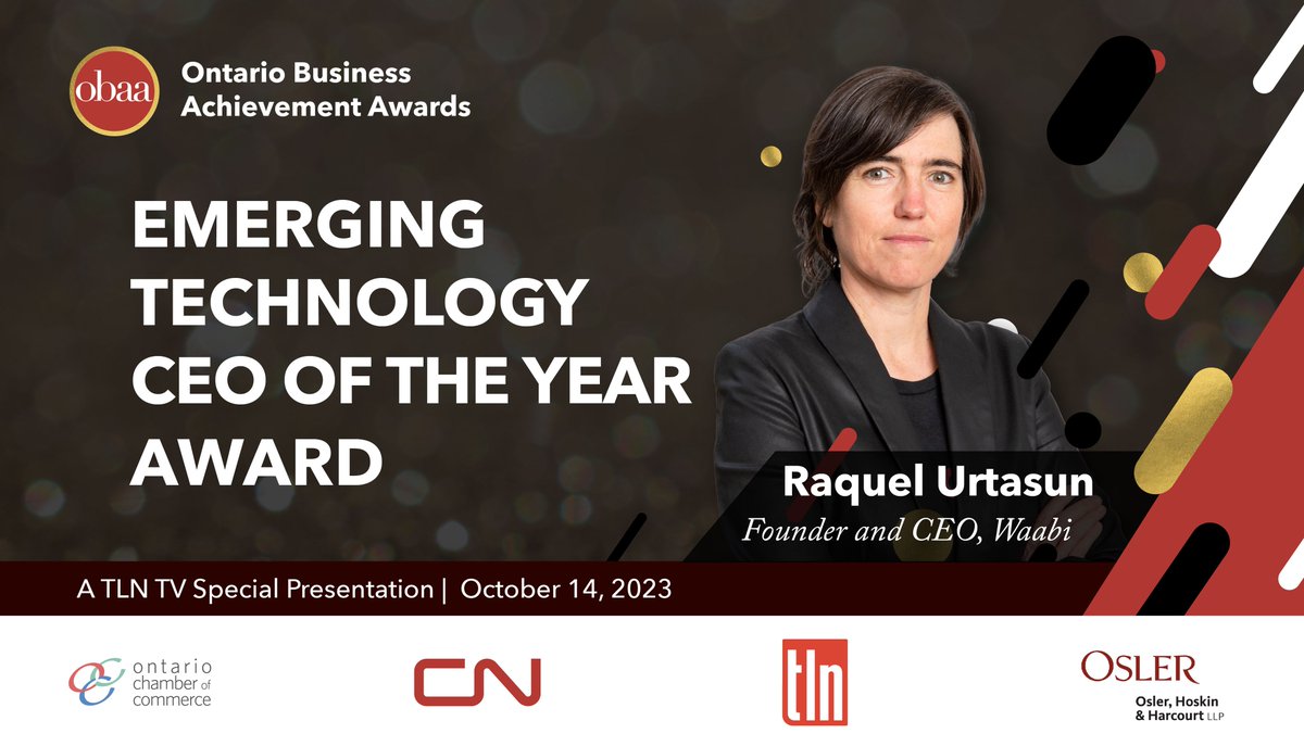 Thank you to the @OntarioCofC for naming me the Ontario Chamber of Commerce’s Emerging Technology CEO of the Year! I’m so proud of all that our @Waabi_ai team has accomplished in the past year and excited for the road ahead. occ.ca/mediareleases/…