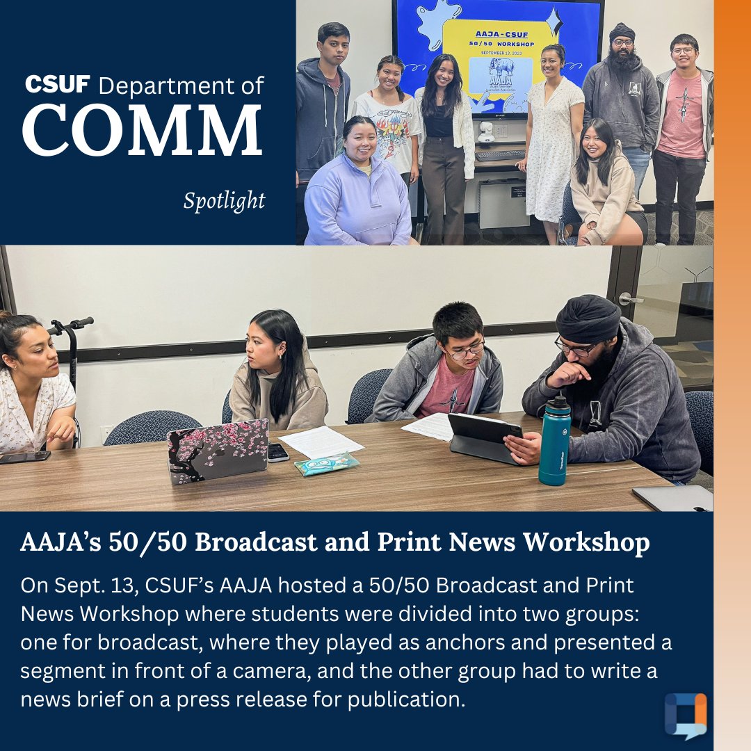On Sept. 13, CSUF's chapter of AAJA held a Broadcast and Print News Workshop! To read the full Spotlight article, visit our website (link in the bio).
-
📸✏️: Hritu Barua
-
#communications #commcsuf #csufajaa #csuf #csufcommdept #csufullerton #calstatefullerton