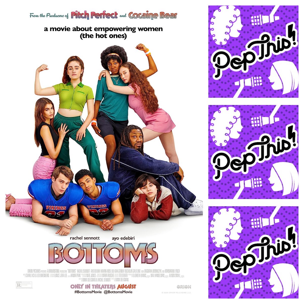 PopPopPopThis's tweet photo. New EP! Chloe from Warriors Bards 'n Brews (@WBB_Podcast) joins us to talk about the horror-action-teen-sex-comedy Bottoms. Also discussed:  Theatre Camp, Debby Friday's Polaris-winning album Good Luck, and the possibility that Lisa might not like pizza https://t.co/yEydXUrikC https://t.co/sTVNySUzsr