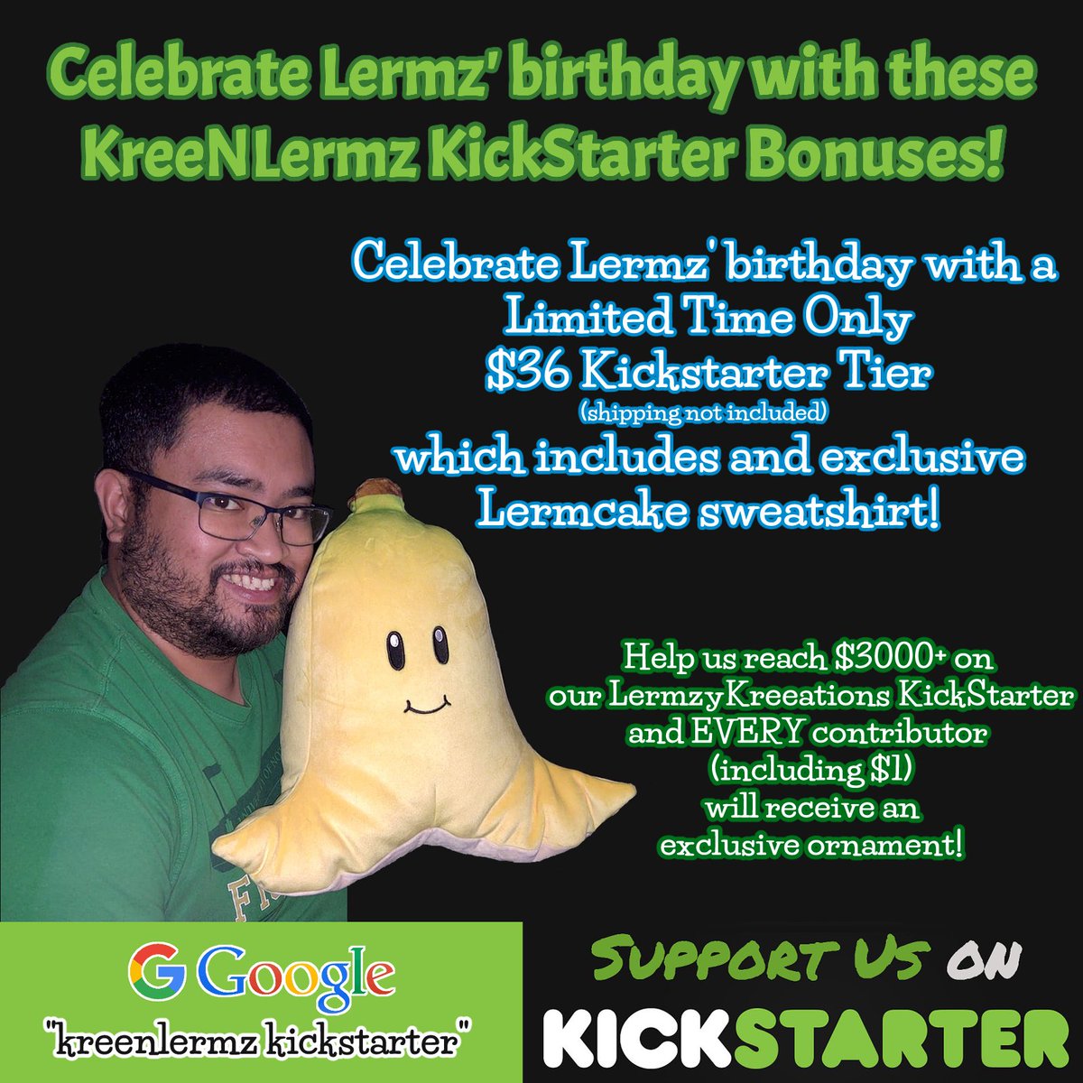 kreenlermz's tweet photo. Celebrate Lermz's birthday with the final days of our Kickstarter for LermzyKreeations, our etsy store! Watch us stream on Twitch, where each contribution to the kickstarter will add to the stream timer!

https://t.co/2MWgY8w5qM
https://t.co/6KWhTeZahy
https://t.co/I2uSi6vxhw https://t.co/E7q1F8j4Wt