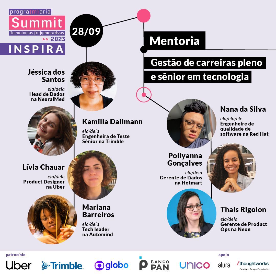 programaria's tweet image. É AMANHÃ!!! Arraste até o final para entender melhor como será a dinâmica das mentorias #PrograMariaSummit2023
➕ Informações importantes para você: 🖥 Todas as mentorias e palestras do dia 28/09 #INSPIRA são totalmente on-line, não teremos atividades presenciais neste dia.