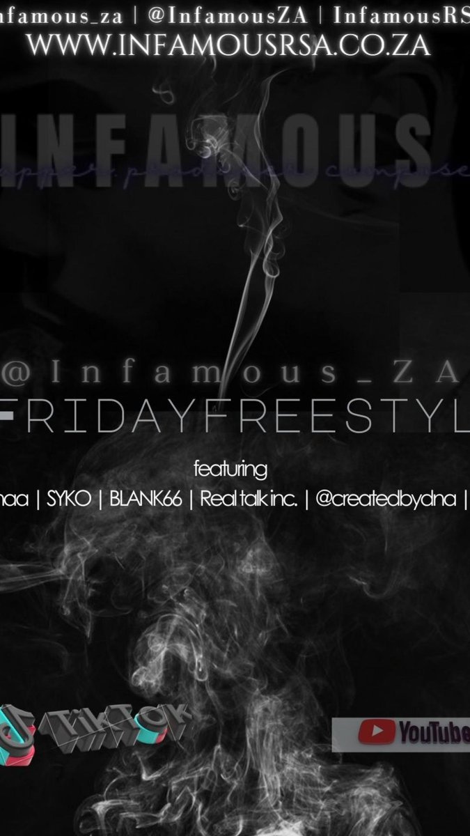 tiktok.com/@infamous_za compilation of #fridayfreestyle tracks 
reverbnation.com/InfamousZA/alb…