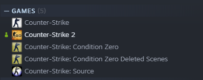 Counter-Strike: Global Offensive is the only one missing from this list. I wish they gave us an option to play it just like all the other CS titles. 🥹