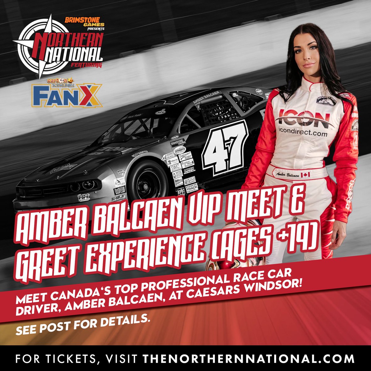 TNNCollectorCon's tweet photo. AMBER BALCAEN VIP MEET &amp; GREET EXPERIENCE!

For information and tickets, visit: https://t.co/C6bnXktlkX

#TheNorthernNational #Windsor #YQG #Ontario #Canada #BrimstoneGames #AmberBalcaenRacing #AmberBalcaen https://t.co/ajoDMF4Lwc