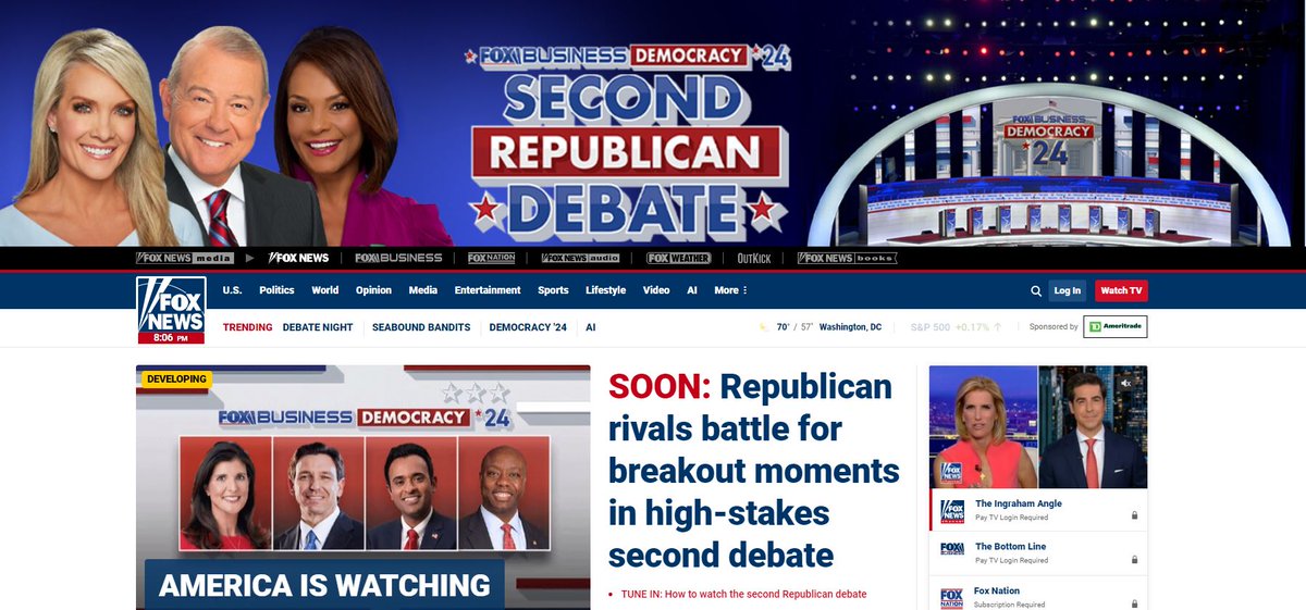 GOP debate night on FoxNews.com and FoxBusiness.com