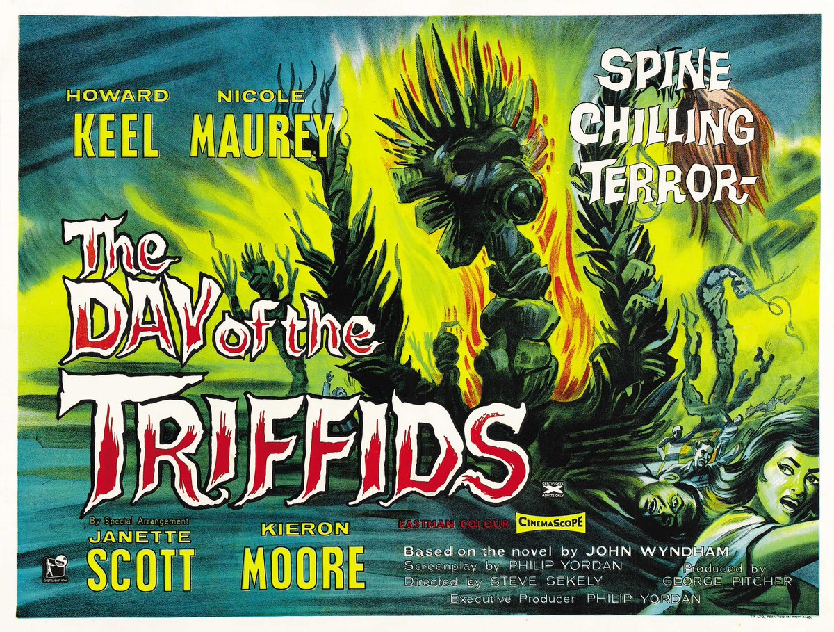 💀“Triffids were at large...I began to loathe them now from more than their carrion-eating habits - they, more than anything else, seemed able to profit and flourish on our disaster...”🎨FB: The vault of retro sci-fi💀#TheDayOfTheTriffids #JohnWyndham #Lovecraftian #Horror #Scifi