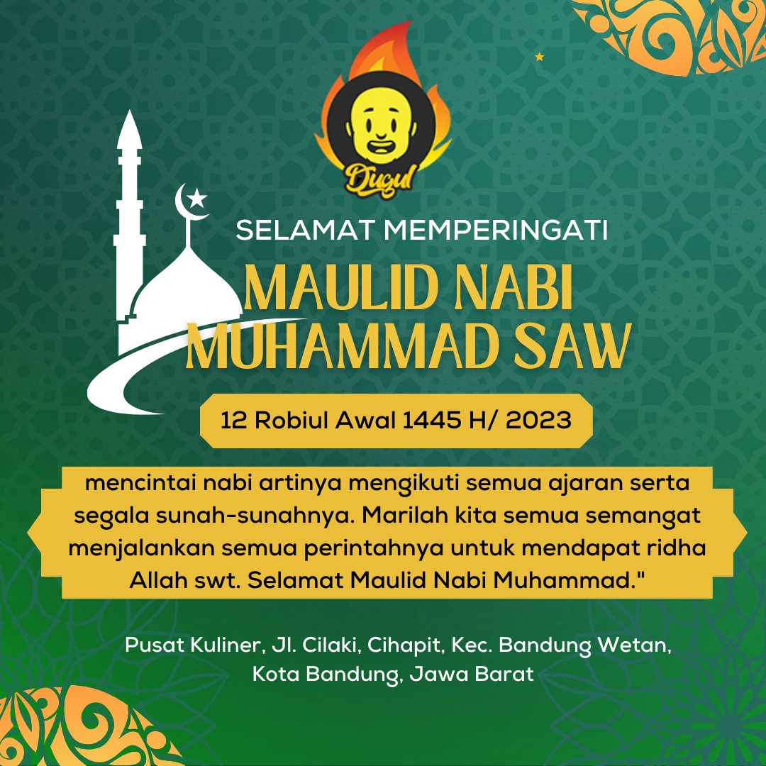dugulbakso's tweet photo. Selamat memperingati Maulid Nabi Muhammad SAW 
Semoga kita semua dapat meneladani sifat-sifat Nabi Muhammad untuk kebaikan diri di dunia dan akhirat.

#Maulidnabi #Maulid #Nabi #MuhammadSAW #Kuliner #Makanan #makan #Bakso #Mieayam #Miayambakso #Baksodugultaichan https://t.co/yNXQi9dQC9