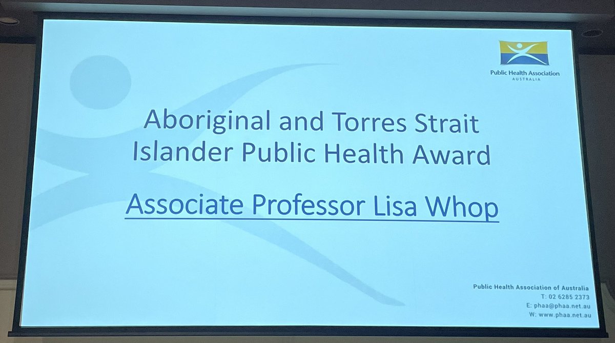 HUGE CONGRATULATIONS @Lisa_J_Whop for winning the Aboriginal and Torres Strait Islander Health Award from the @_PHAA_ - you are Deadly Sis and we all thank you for your tireless work for us mob 🖤 #IndigenousPeoples #IndigenousHealth #PublicHealth