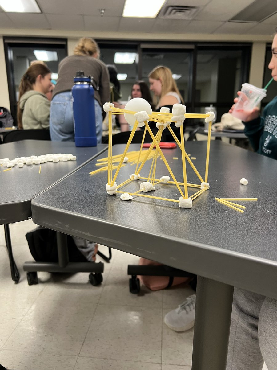 dconnelledu's tweet photo. Fun of tonight’s Discovery Learning! The goal was to make the highest standing tower to hold a ping pong ball. The important thing is my team and I tried! #MSED510 #Bruner https://t.co/83YoDLoXfB