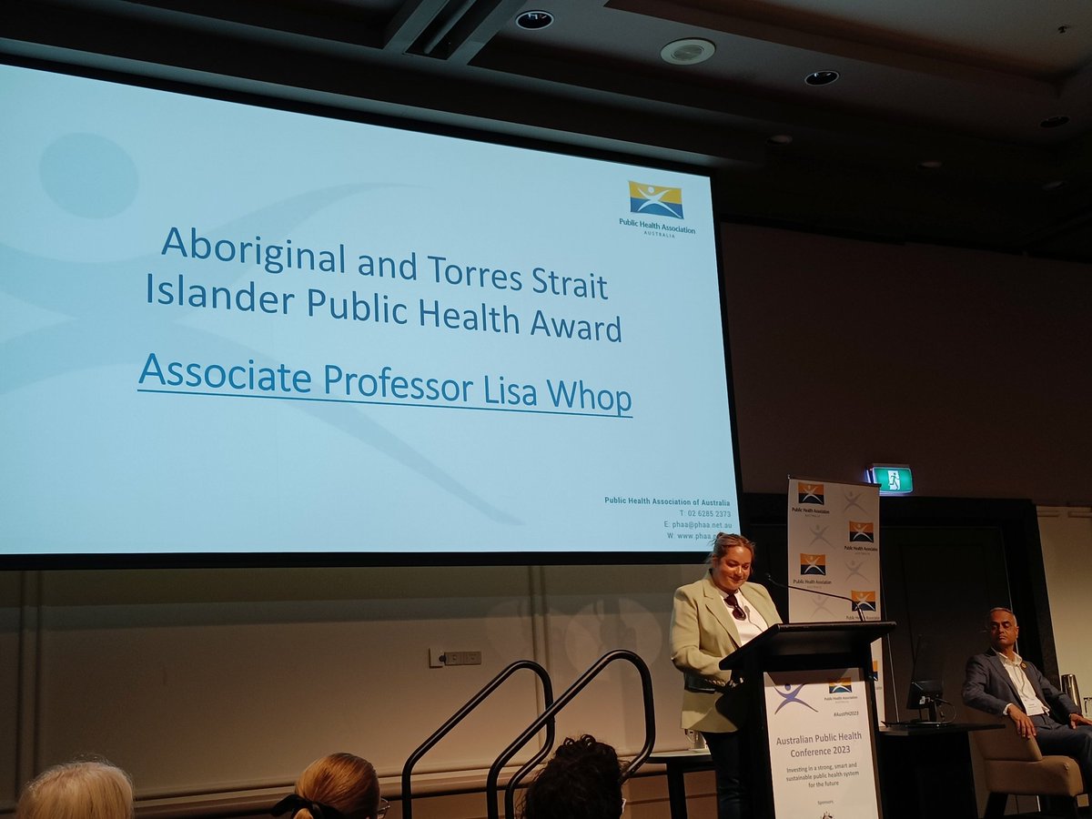 A/Prof Kalinda Griffiths - PhD (Epi), MPH, BBMSc (@klick22) on Twitter photo A/Prof. Lisa Whop is the winner of the 2023 PHAA Aboriginal and Torres Strait Islander Public Health Award.
A heartfelt plea to leaders in the room to take on the current and emerging public health challenges into the future.
#proud
#AustPH2023 <a href="/_PHAA_/">PHAA is on Bluesky</a> A/Prof. Lisa Whop is the winner of the 2023 PHAA Aboriginal and Torres Strait Islander Public Health Award.
A heartfelt plea to leaders in the room to take on the current and emerging public health challenges into the future.
#proud
#AustPH2023 <a href="/_PHAA_/">PHAA is on Bluesky</a>