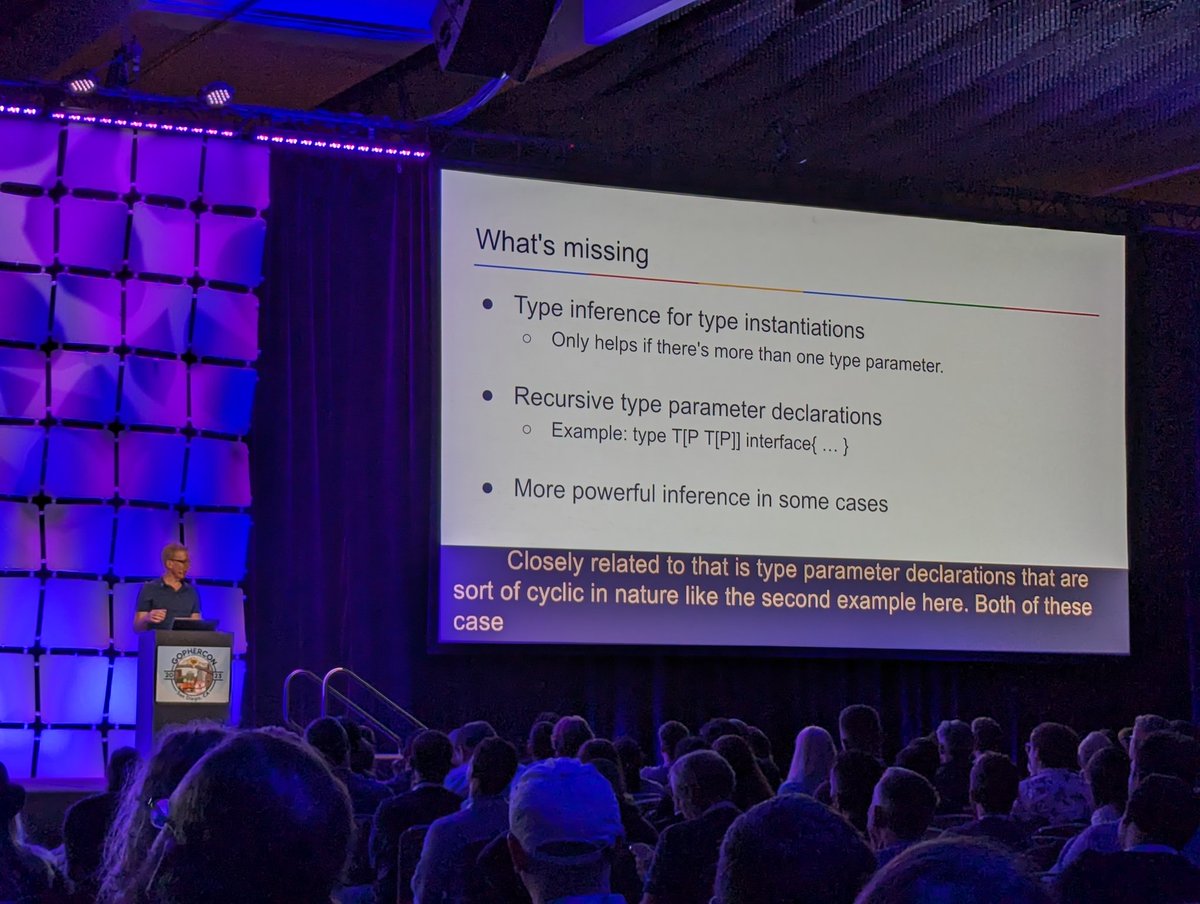 lostluck's tweet image. Robert Griesemer laying down the list of Go Generic things I've contemplated recently, but aren't yet in Go.
I ended up not needing them so that's fine.
#GopherCon