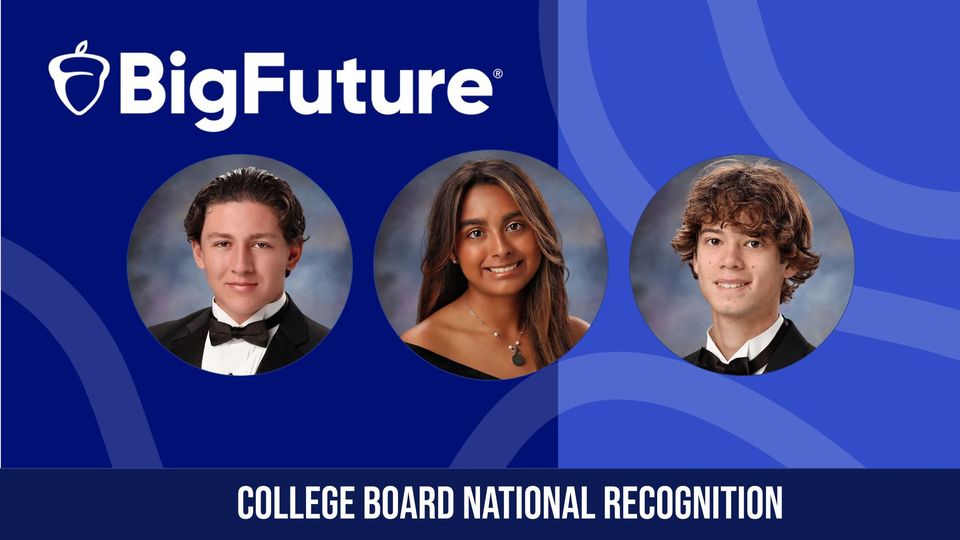 We are thrilled to honor three of our students who have been named by #thecollegeboard as National Hispanic Recognition Award recipients! Congratulations to seniors Caz Arroyo, Raquel Villanueva, and Jack Spear. Read more HERE. tinyurl.com/4ney39ea