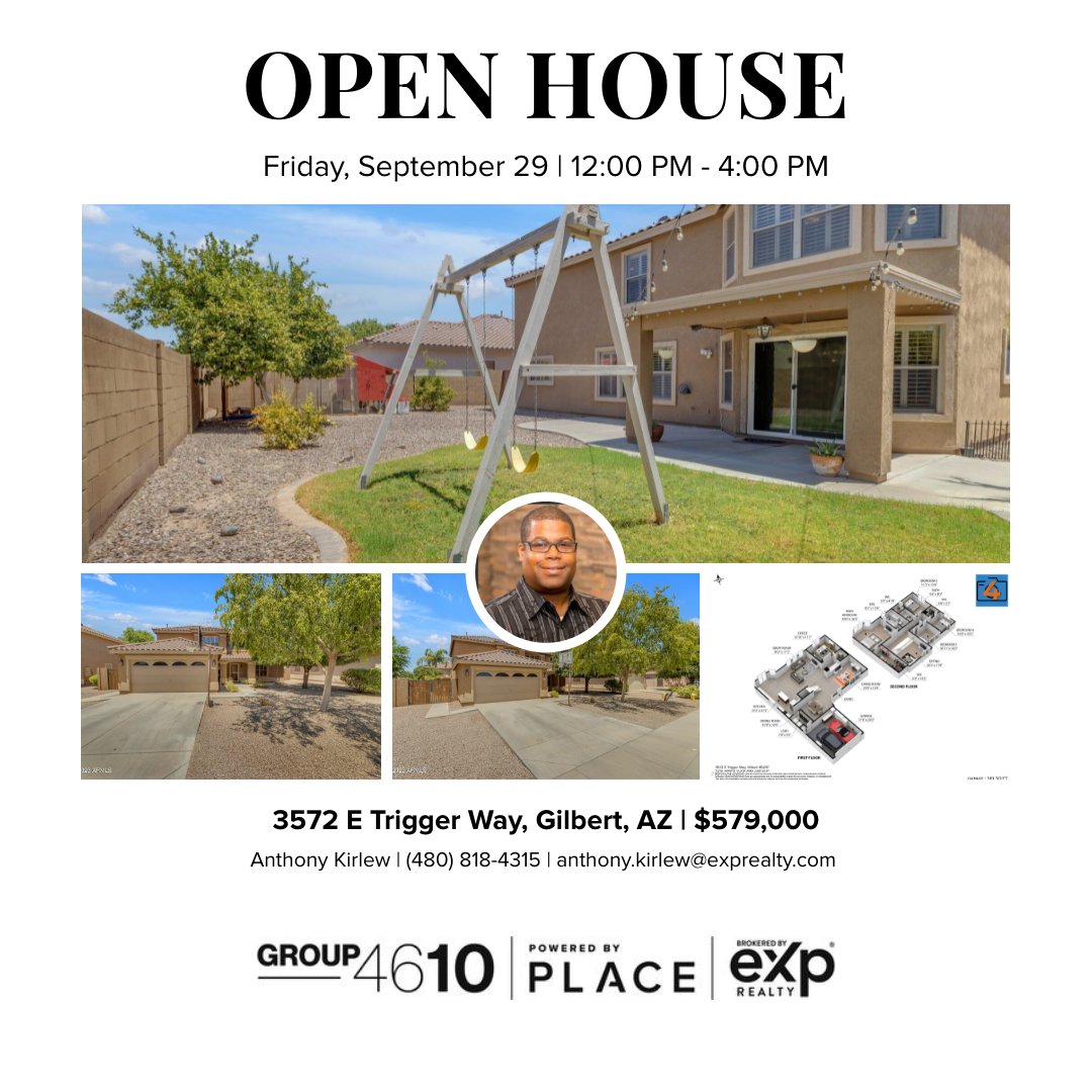 OPEN HOUSE FRIDAY!  9/29 - 12 to 4PM

Move-In Ready! 4BR w/ Den, Loft, & so much more!

3572 E Trigger Way, Gilbert AZ 85297

Call/Text: 480-818-4315.

#GilbertAZ #GilbertOpenHouse #GilbertHomesForSale #LiveInGilbert #GilbertRealtor #GilbertRealEstateAgent #OpenConceptLiving