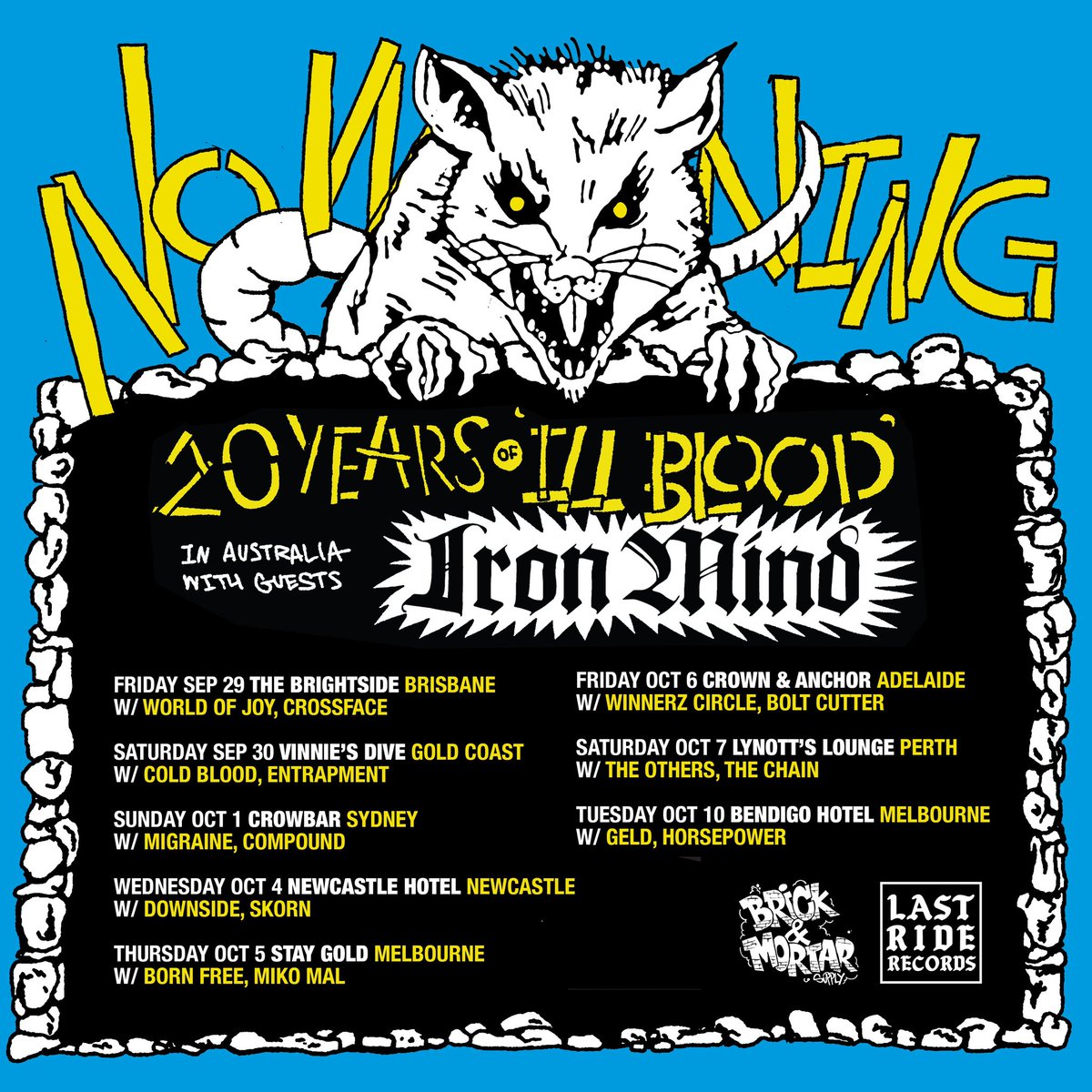 lastriderecords's tweet photo. No Warning Australian tour with @IRONMINDHC starts tomorrow. Tickets to the shows at https://t.co/KxpD7t1xEq

Sydney - 90 tickets remaining
Adelaide - 70 tickets remaining
Melbourne - 40 tickets remaining https://t.co/xxSFDk4G3K