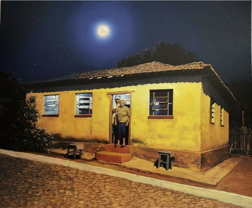 FotosDeFatos's tweet photo. ‘Visita Noturna’, óleo sobre a tela de 2022, pintura do artista brasileiro Alfredo Vieira. FANTÁSTICA! https://t.co/juguHtxxfQ