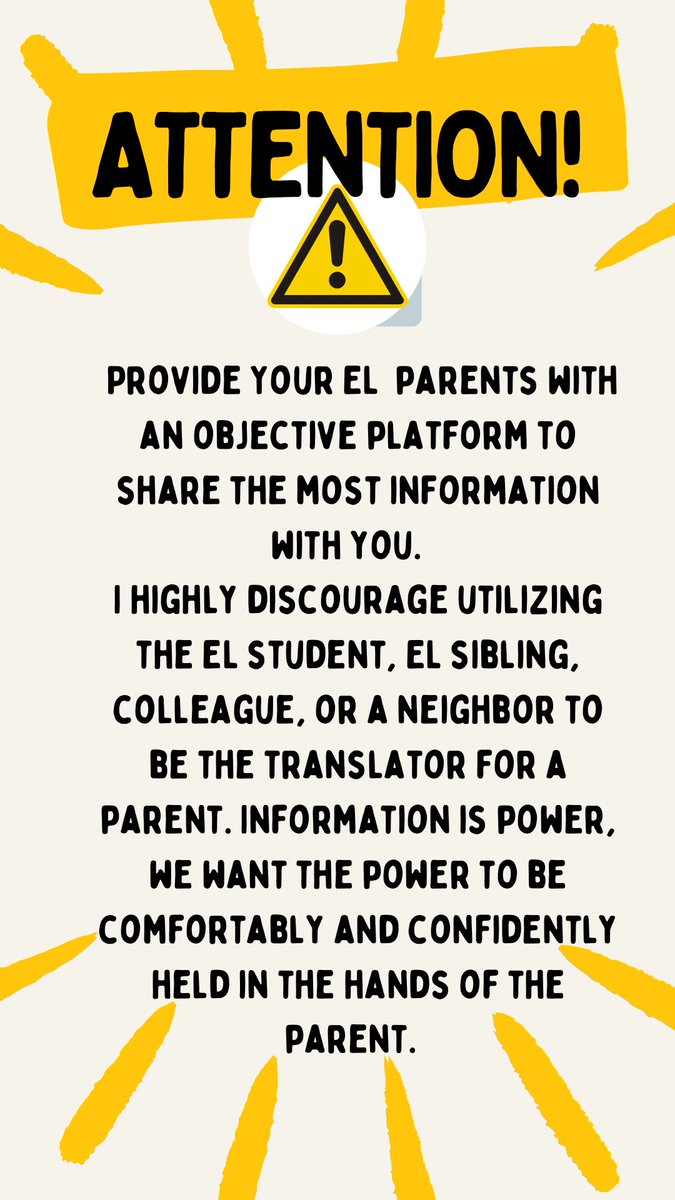 BitnerAndrea's tweet photo. When you have a parent who prefers a language other than English, Proactively activate your interpreter services to be ready to join your meeting!  Our EL parents deserve the best chance to share the most information.  Let’s empower them to do so.  They are counting on us! https://t.co/xjwIuISEa9