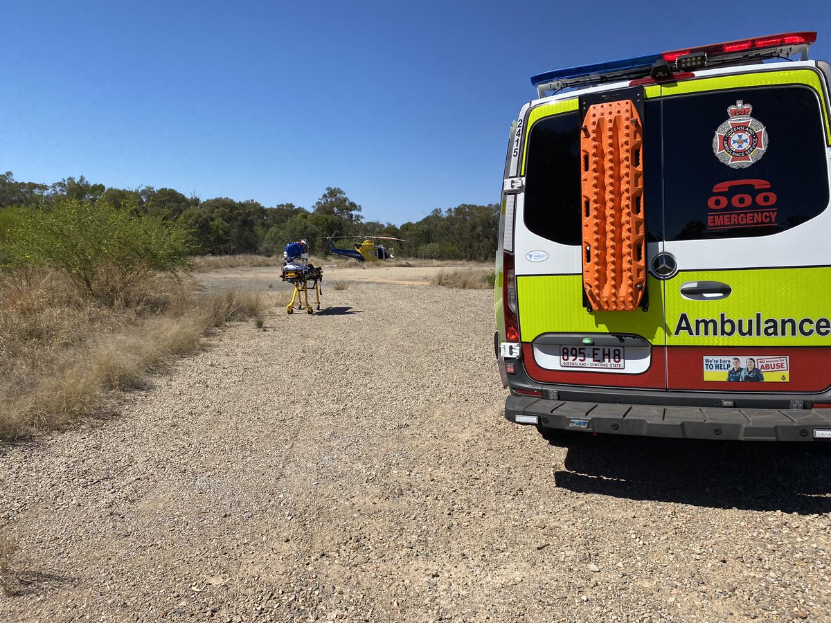 #RACQ #CQRescue is now transporting two patients to Mackay Base Hospital with suspected spinal injuries after a car rolled on the Bowen Developmental Road near Mt Coolon this morning.
