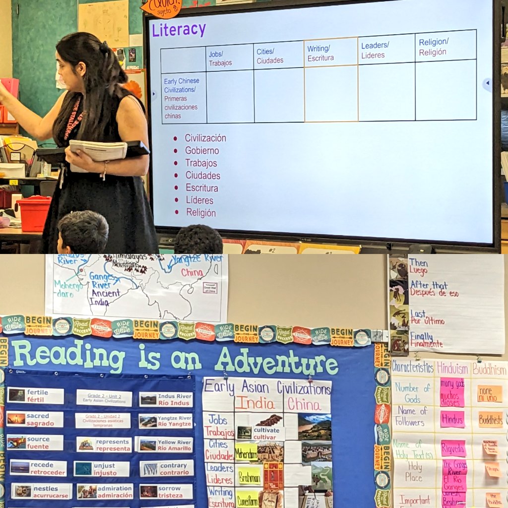 emytomita's tweet photo. Ms. Cárdenas asked students where in the room students can find information about Early Chinese Civilization @Spence_AISD All kids knew to look at the #DomainWall Grade 2 @amplify @CurriculumMatrs @ClassroomWonder @clynvan1 @BarrsJamie @KeterahGoosby @DeboraHer77 @DrKAuguste https://t.co/2yWVgwc2Tx
