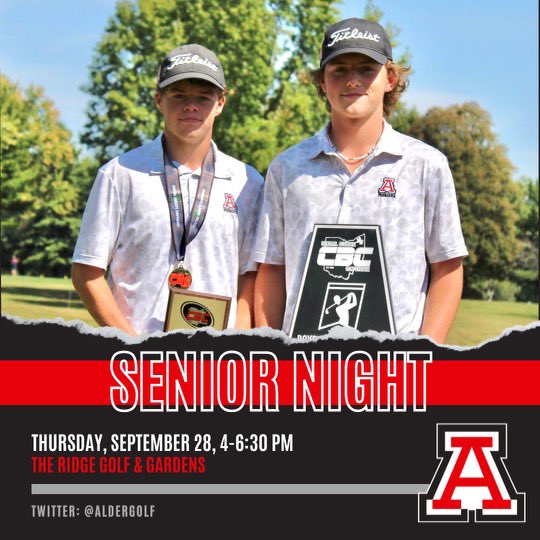 bumilswap's tweet photo. Tomorrow night we will recognize and celebrate our seniors for their final match at The Ridge Golf and Gardens. Please come out and support your 2 favorite senior boys golfers! They will tee off at 4:20 and expect to finish on 9 green around 6:30. Come welcome them in! https://t.co/2swS05WWgN