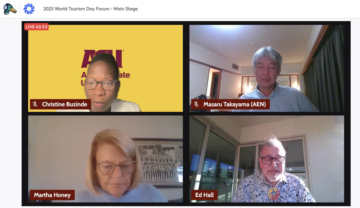 Day 2 of <a href="/CREST_Travel/">CREST</a> World Tourism Day Forum continues tomorrow, 28 Sept.

Highlight of Day 1 was the panel featuring global tourism industry stalwarts Martha Honey, Masaru Takayama, Ed Hall and Christine Buzinde.

To join Day 2, register here: responsibletravel.org/get-involved/w…