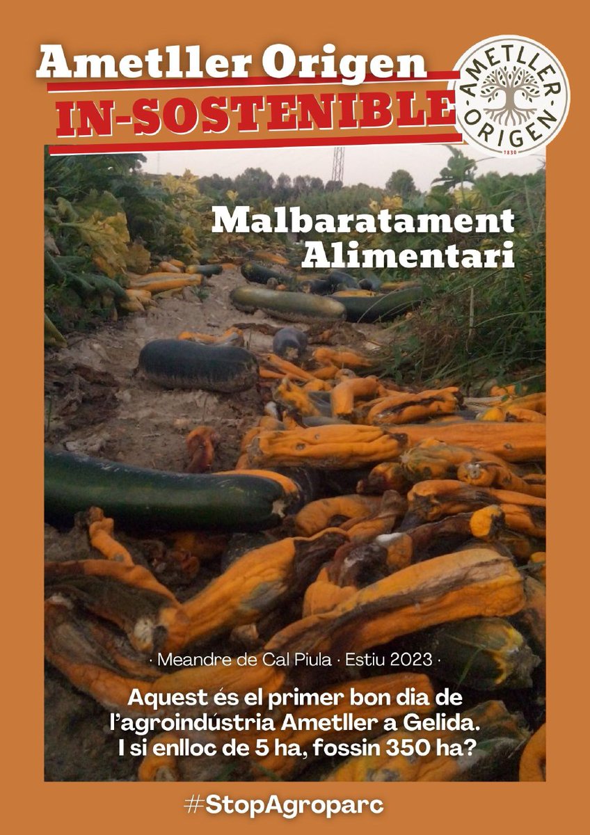 stopagroparc's tweet image. L&apos;empresa Ametller Origen no és ni #SOSTENIBLE ni #ECOLÒGIC ni res que tingui a veure amb el que predica. 

Si en 5ha fa això, que ens espera amb les 350ha d&apos;agroindústria que vol construir al Penedès!!??

Si volen saber més nosaltres continuem informant: stopagroparc.cat