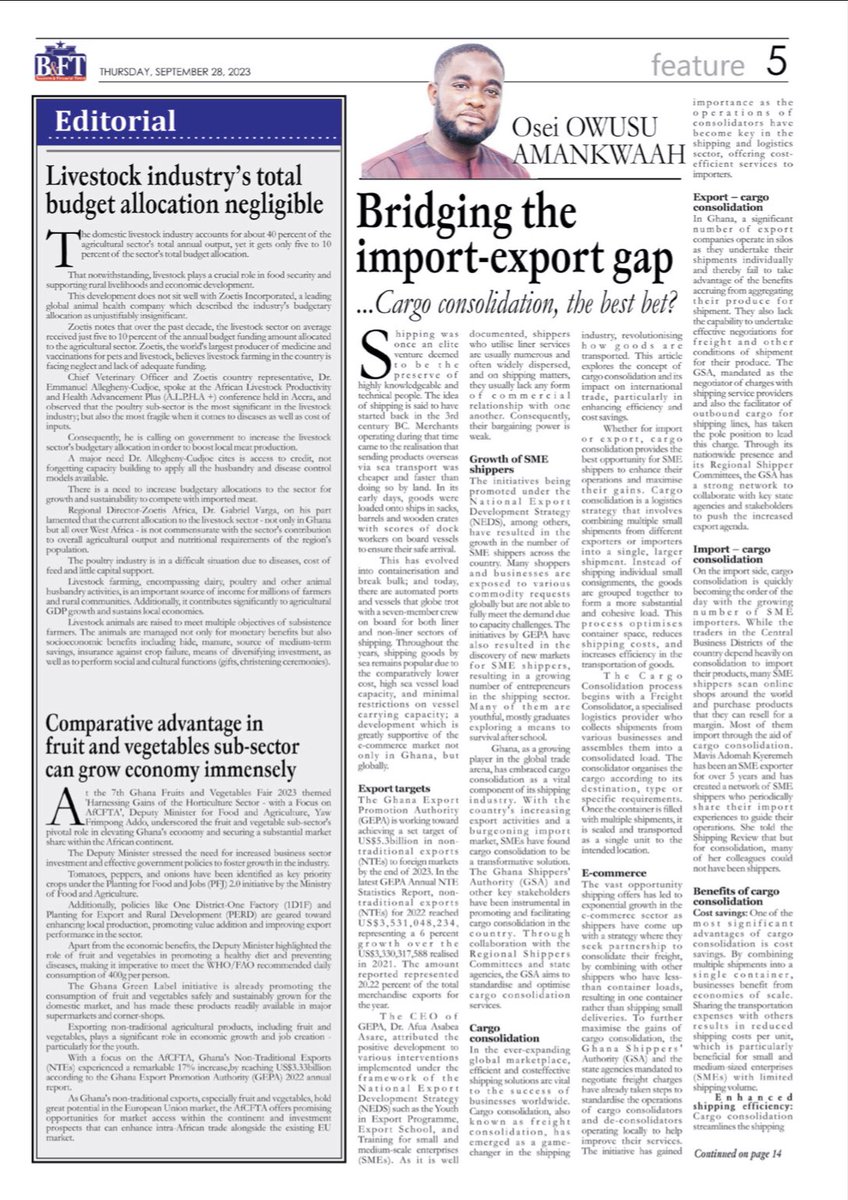 As we celebrate #WorldMaritimeDay today, in this piece, I explored the importance of Cargo Consolidation in helping the nation achieve its export target and how it can be levegaed to leapfrog economic growth. 

I crave your indulgence and feedback.
