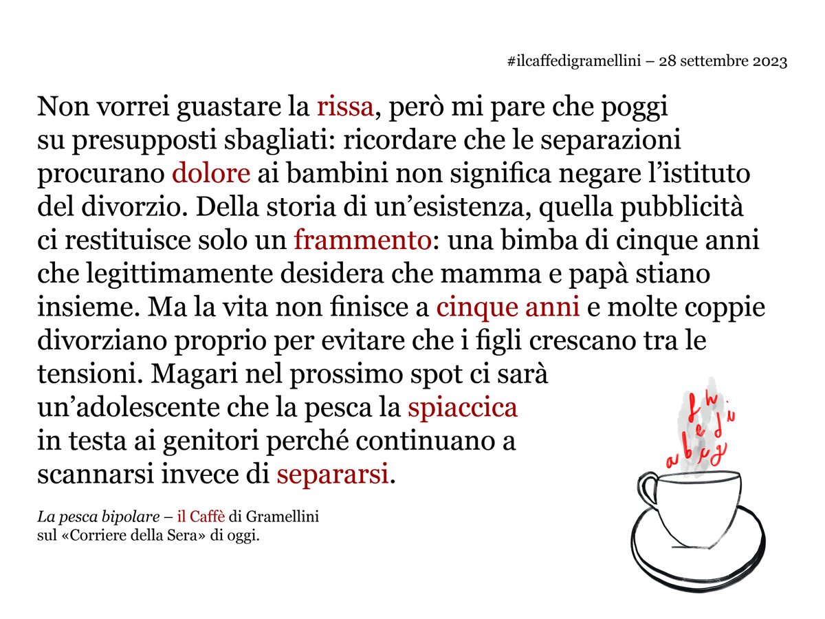 «La pesca bipolare»: #ilcaffedigramellini sul @Corriere di #giovedì #28settembre.
corriere.it/cultura/23_set…