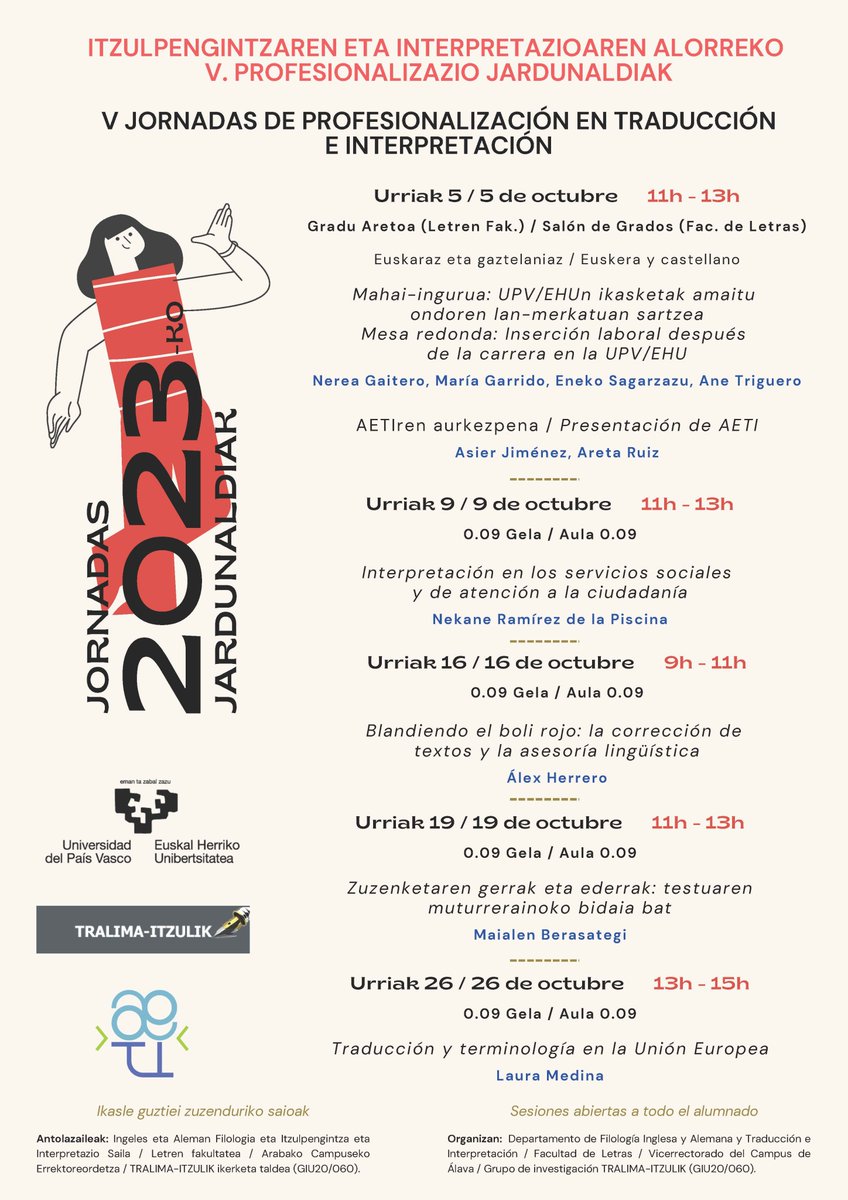 Un año más, junto con mis compis <a href="/aitzi_es/">Aitziber Elejalde</a>, <a href="/martairavedra/">Marta Iravedra</a> y Elizabete Manterola, ofrecemos las Jornadas de profesionalización en TeI en la Facultad de Letras <a href="/Letrak_EHU/">Letrak_EHU</a>. Este año (casi) todo el mérito es de Aitziber Elejalde.