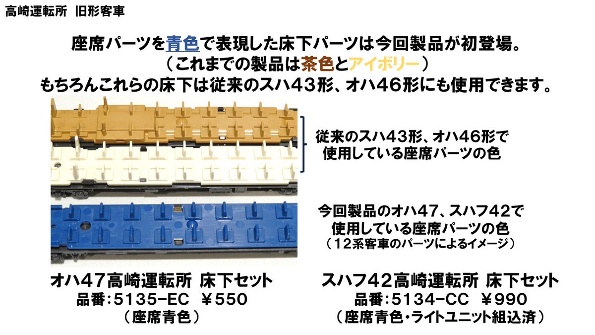車内の模様替えに】 旧形客車 4両セット(茶/ブルー)に収録されている